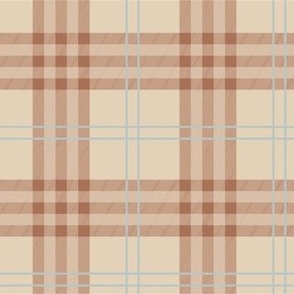 Fall Plaid - Pattern Fabric Brown, Tan, Rust, Light Blue - LAD20 - Winter Plaid, Spring Plaid, Summer Plaid