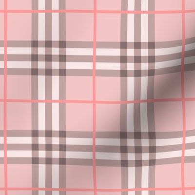 Fall Plaid - Pattern Fabric Light Pink, Dark Pink, Tan, Grey- LAD20 - Winter Plaid, Spring Plaid, Summer Plaid