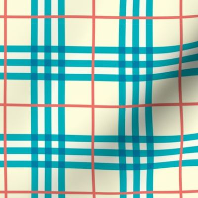 Spring Plaid - Pattern Fabric Yellow Blue, Dark Blue, Navy, Aqua, Orange Red - LAD20 - Winter Plaid, Fall Plaid, Summer Plaid