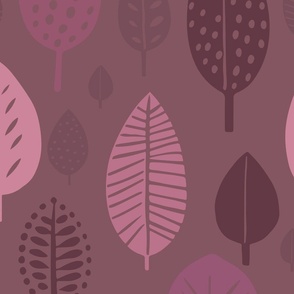 Autumn Simplicity Leaf Shape Pattern Purple Pink Mauve Large Scale