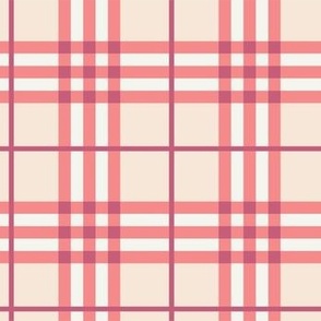 Spring Plaid - Pattern Fabric Light Pink, Dark Pink, Tan, Grey- LAD20 - Summer Plaid