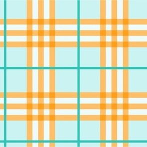 Spring Plaid - Pattern Fabric Orange, Mint Green, Teal, Aqua, Orange - LAD20 - Winter Plaid, Fall Plaid, Summer Plaid