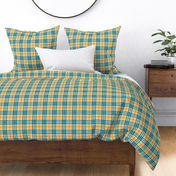 Spring Plaid - Pattern Fabric Yellow, Blue, Dark Blue, Navy, Aqua, Orange Red - LAD20 - Winter Plaid, Fall Plaid, Summer Plaid