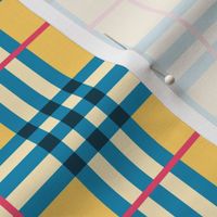 Spring Plaid - Pattern Fabric Yellow, Blue, Dark Blue, Navy, Aqua, Orange Red - LAD20 - Winter Plaid, Fall Plaid, Summer Plaid