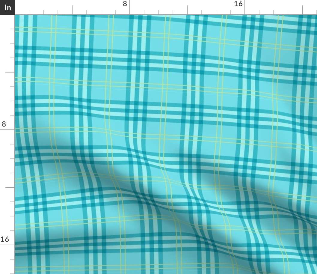  Fall Plaid - Pattern Fabric Teal, Lime Green, Aqua, Turquoise - LAD20 - Winter Plaid, Spring Plaid, Summer Plaid