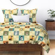 Retro Dogs and Checks Cheater Quilt
