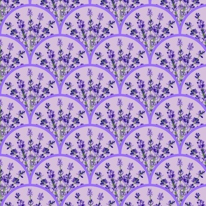 Watercolour lavender on blue background. Seamless floral pattern-290.