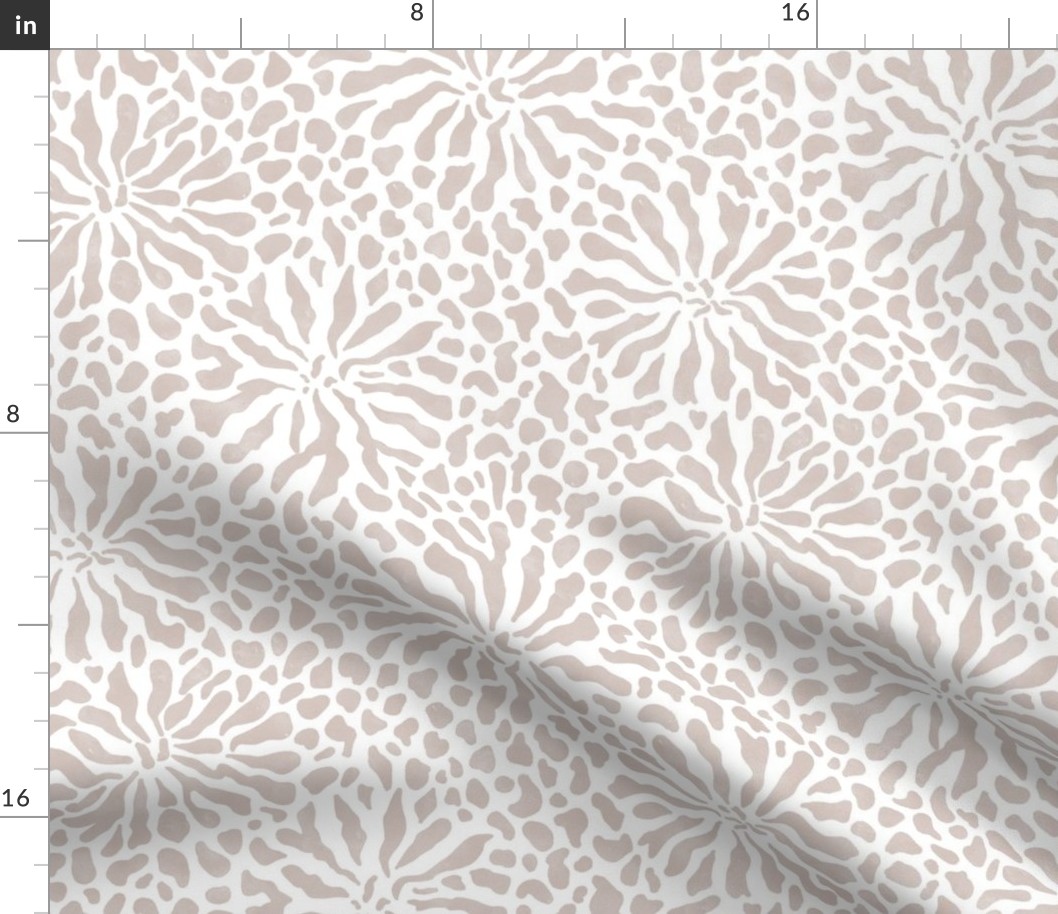 abstract boho garden small - modern neutrals II on white - abstract neutral botanical wallpaper