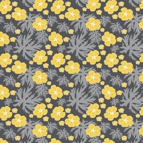 floral yellow grey geranium - patchwork edition