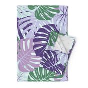 Monstera Leaves - Purple and Green Jungle / Large