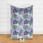 Monstera Leaves - Purple and Green Jungle / Large