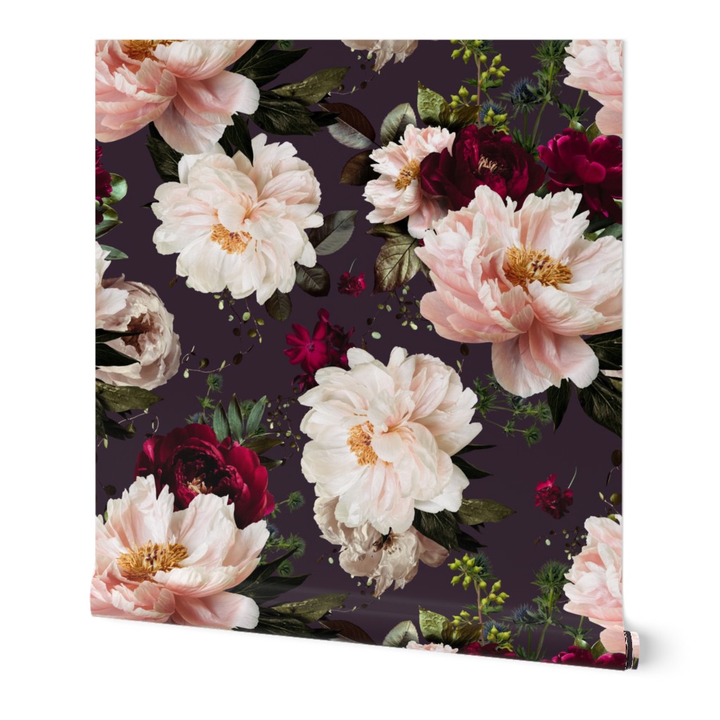 Pink Moody Florals in Plum