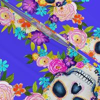 Dia De Los Muertos Floral Sugar Skull Painting // Neon Periwinkle