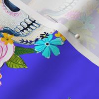 Dia De Los Muertos Floral Sugar Skull Painting // Neon Periwinkle