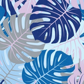 Monstera Leaves - Tropical Summer Night / Large