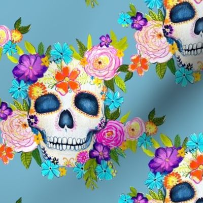 Dia De Los Muertos Floral Sugar Skull Painting // Boho Sky
