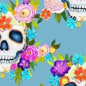 Dia De Los Muertos Floral Sugar Skull Painting // Boho Sky