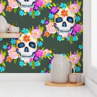 Dia De Los Muertos Floral Sugar Skull Painting // Boho Forest