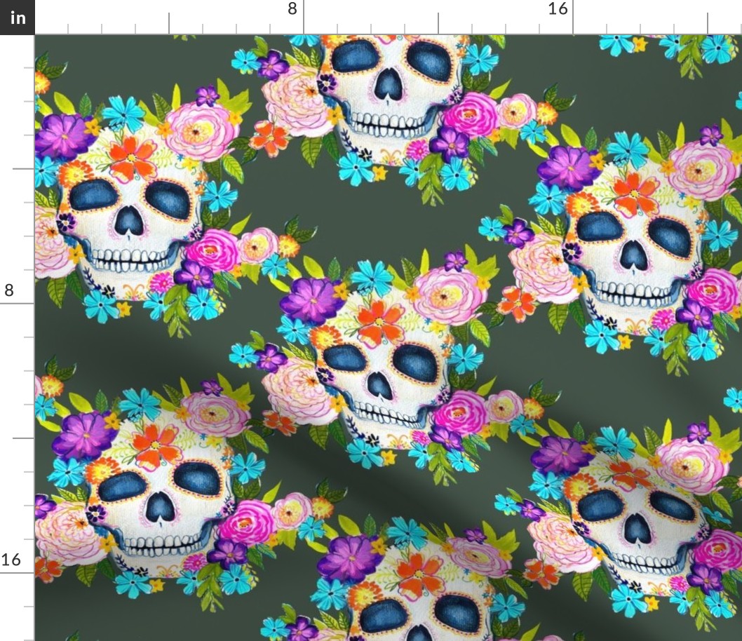 Dia De Los Muertos Floral Sugar Skull Painting // Boho Forest