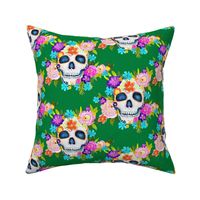 Dia De Los Muertos Floral Sugar Skull Painting // Kelly Green