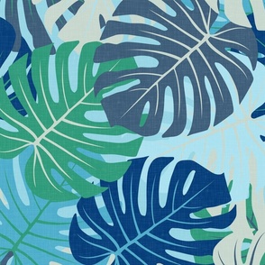 Monstera Leaves - Tropical Lagoon Vibes / Large