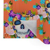 Dia De Los Muertos Floral Sugar Skull Painting // Persimmon