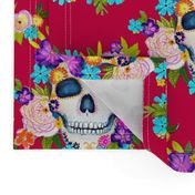 Dia De Los Muertos Floral Sugar Skull Painting // Viva Magenta