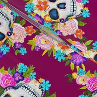 Dia De Los Muertos Floral Sugar Skull Painting // Mulberry