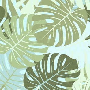 Monstera Leaves - Vintage Greens / Large