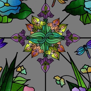 Stained Glass Garden (Gray large scale) 
