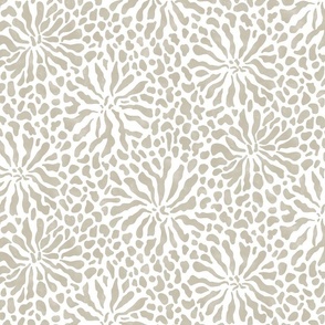 abstract boho garden small - modern neutrals VII on white - abstract neutral botanical wallpaper