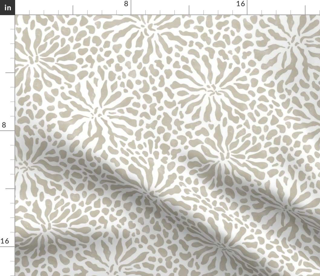 abstract boho garden small - modern neutrals VII on white - abstract neutral botanical wallpaper