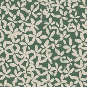 Painterly Flower Green and Cream- small