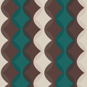 Modern Geometric Overlapping Transparent Scales - (MED) teal brown cream