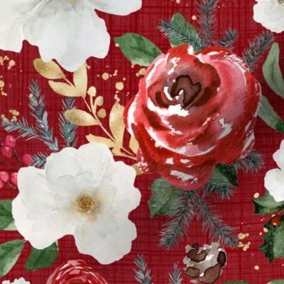 Christmas Floral//Red - Large