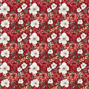 Christmas Floral//Red - Med