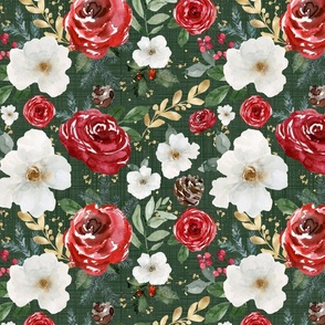 Christmas Floral//Green - Large