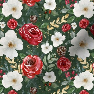 Christmas Floral//Green - Med