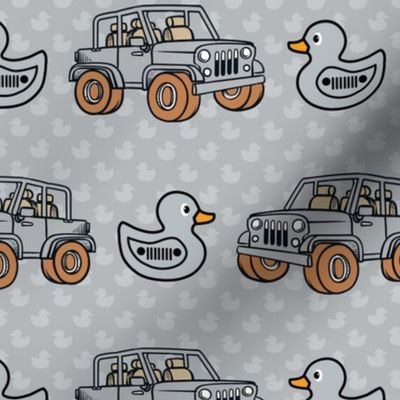 Large Scale Duck Duck Jeep 4x4 Off Road All Terrain Vehicles and Rubber Duckies in Grey
