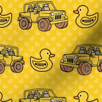 Large Scale Duck Duck Jeep 4x4 Off Road All Terrain Vehicles and Rubber Duckies in Yellow