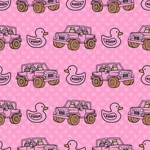 Medium Scale Duck Duck Jeep 4x4 Off Road All Terrain Vehicles and Rubber Duckies in Pink
