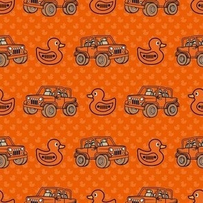 Medium Scale Duck Duck Jeep 4x4 Off Road All Terrain Vehicles and Rubber Duckies in Orange