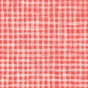 Coral peach gingham textured stripes 