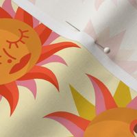 Retro Sunshine - Happy Suns - Orange + Red + Pink