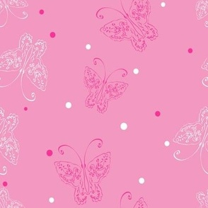 Butterfly Pink White Dots Pink 8''