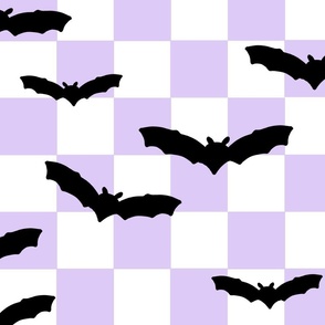 Jumbo Checkerboard Halloween Bats in Pastel Purple