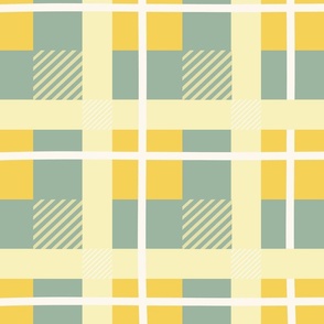 buttery yellows and celadon green vintage plaid 