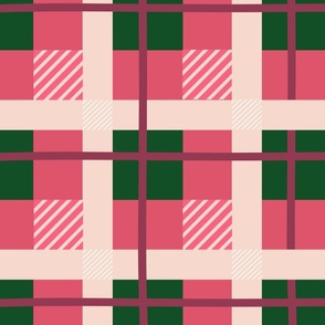 raspberry red and forest green vintage plaid 