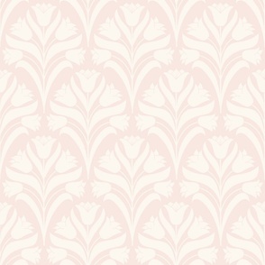 Damask style  monochromatic creamy ivory and soft  blush pink tulip flower spray