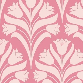 Damask style monochromatic mauve and soft blush pink tulip flower spray